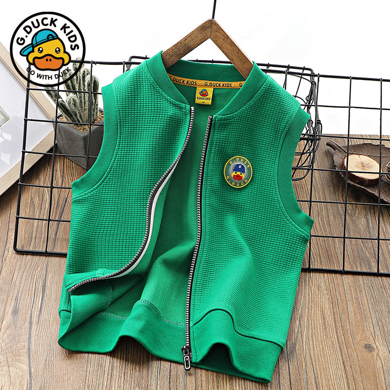 Children Baseball Jacket Yellow Duck Girls Casual Vest Autumn Spring Coat