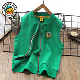 Children Baseball Jacket Yellow Duck Girls Casual Vest Autumn Spring Coat
