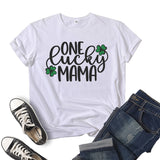 Boy Mama T Shirts Clover Lucky Mama Printed Short Sleeve T-shirt