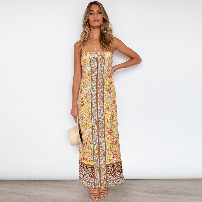 Beth Dutton Bohemian Dress Summer Spring Midi Dresses Vintage Floral Dress
