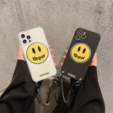 justin b drew phone case Apple 12 Drew Smiley Face Chain Phone Case XR Xs Transparent Iphone11
