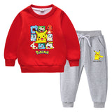 Children Pokemon Pikachu Hoodie & Pant Set Fleece Lined Padded Warm Keeping Winter Clothes Sweatershirt Suit