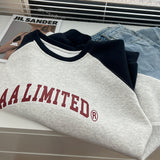 Harvard Sweatshirt Vintage Color Matching Letter Crew Neck Loose Sweater