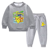 Children Pokemon Pikachu Hoodie & Pant Set Fleece Lined Padded Warm Keeping Winter Clothes Sweatershirt Suit