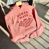 Human Made Hoodie Bat Pattern Hooded Fleece Lined Sweater Loose