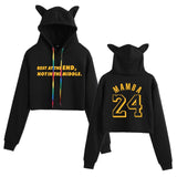 In Memory of Kobe Hoodie Kobe Peripheral Printed Women's Navel Cat Ears Hooded Sweater