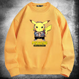Men and Women Pokemon Pikachu Hoodie Pokémon Pikachu Crew Neck Pullover Sweatshirt