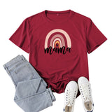 Boy Mama T Shirts Rainbow Mama Pattern Printed Short Sleeve T-shirt