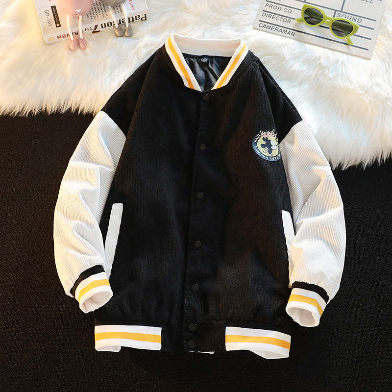 Corduroy Patch Jacket Corduroy Baseball Uniform Jacket