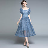 Prom Dresses French Retro Court Lace Dress Teenage Girl Fairy Two-Way Waist-Tight Off-Shoulder Dress