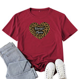 Boy Mama T Shirts Bengal Mama Leopard Print Heart Printing T-shirt