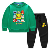 Children Pokemon Pikachu Hoodie & Pant Set Sweater Set Two-Piece Cotton