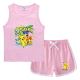 Children Pokemon Pikachu Tshirts & Shorts Casual Sports Undershirt Suit Neutral
