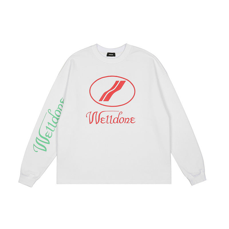 We11done Hoodie Letter Loose Loose Casual Spot round Neck Sweater