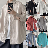 Men's Shirts Autumn Men's Large Size Solid Color Long Sleeve Shirt Loose