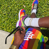 Eric Emanuel EE Shorts EE Sports and Fitness Shorts Color-Striped Printing Loose Mesh Breathable Casual Basketball Running Pants