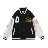 Blackair Jacket Baseball Uniform Loose Casual PU Leather Sleeve Men's and Women's Jacket