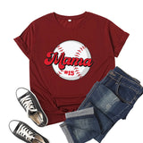 Boy Mama T Shirt Baseball Mama Printed Short Sleeve T-shirt