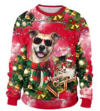 Black Christmas Sweater Christmas round Neck Sweater Casual Funny Santa Claus