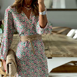 Women Bohemian Dress Women's Summer Long-Sleeve Printed Dress