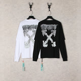 Off White Sweatshirts Long Sleeve round Neck Neck Sweater Autumn and Winter Pattern round Neck Two-Piece Long Sleeve