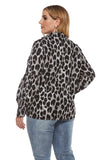 Women Plus Size Tops Leopard-Print Long-Sleeved Shirt