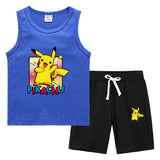 Children Pokemon Pikachu Tshirts & Shorts Vest Middle Pants Sports Casual Bottoming Shirt Two Pieces