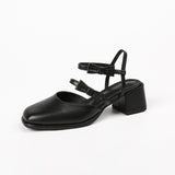 Nude Block Heel Sandals French Style Mid Heel Sandals