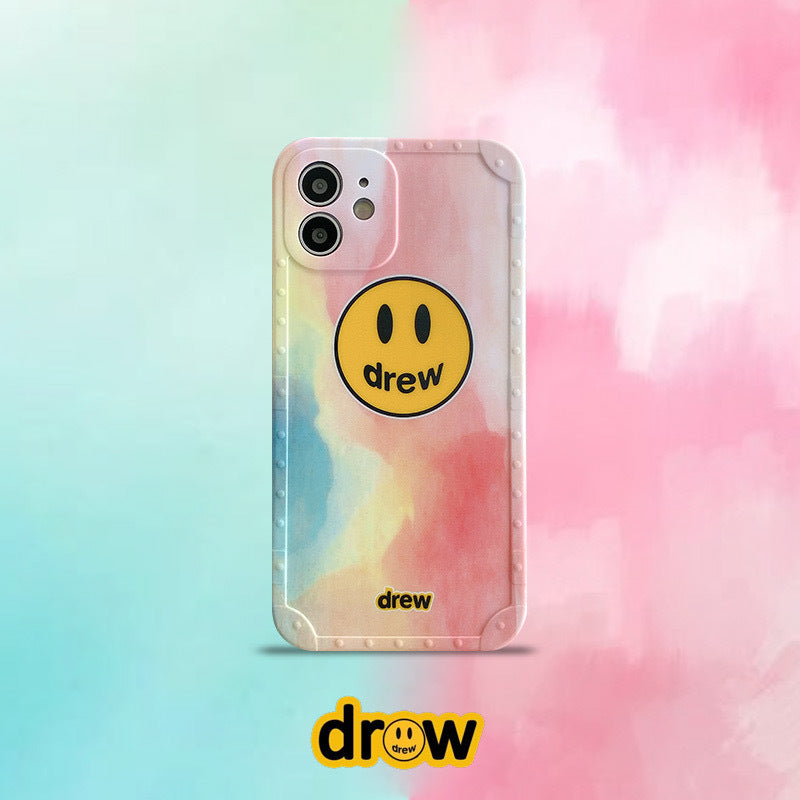 justin b drew phone case Drew Smiley Face Apple 11 Phone Case iPhone 12 Pro Max Straight Edge Frosted Xs XR
