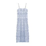 Fairy Dress Summer Vacation Style Dot Mesh Sling Mid-Length Dress