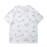 Men's T Shirt Summer Casual Tops Cartoon Bear Full Printed Short Sleeve T-shirt Men's round Neck Half Sleeve Idle Style Trendy Half Sleeve