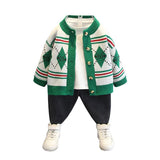 Toddler Boys Sweater Boys' Cardigan Sweater Children's Spring and Autumn Knitted Jacket