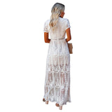 High Waist Deep V Embroidered Lace Fashionable Elegant Dress