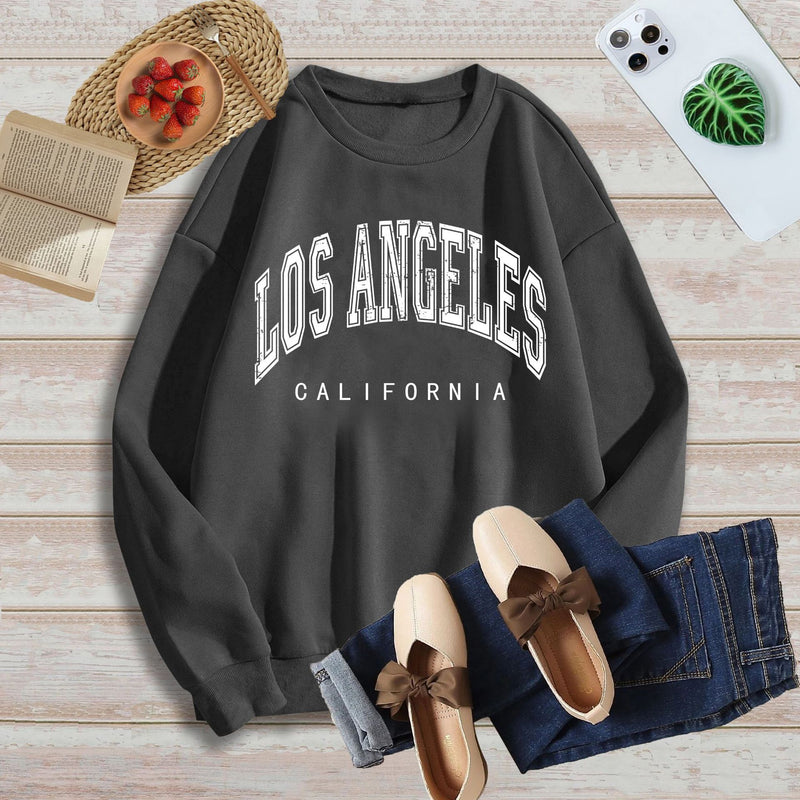 Diana Harvard Sweatshirt Los Angeles Printed Drop Shoulder round Neck Sweatshirt Long Sleeve T-shirt