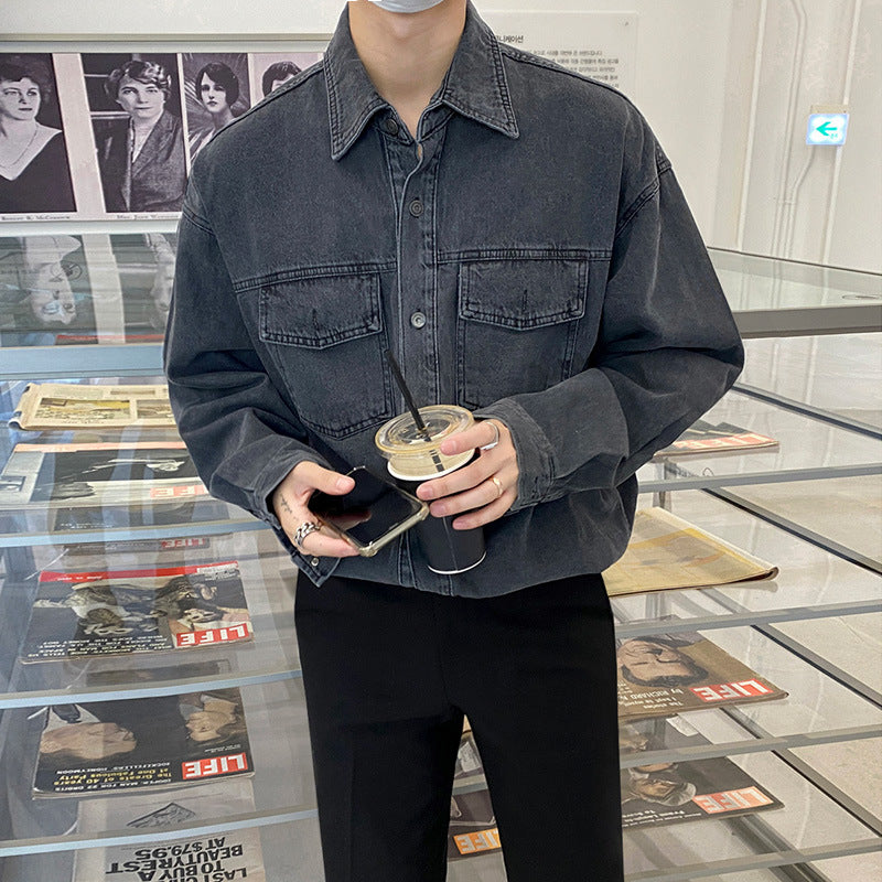 Denim Shirts Autumn Loose Denim Shirt Jacket Men's Long Sleeve