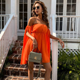 Bohemian Beach Dress off-Shoulder Tube Top Flare Sleeve