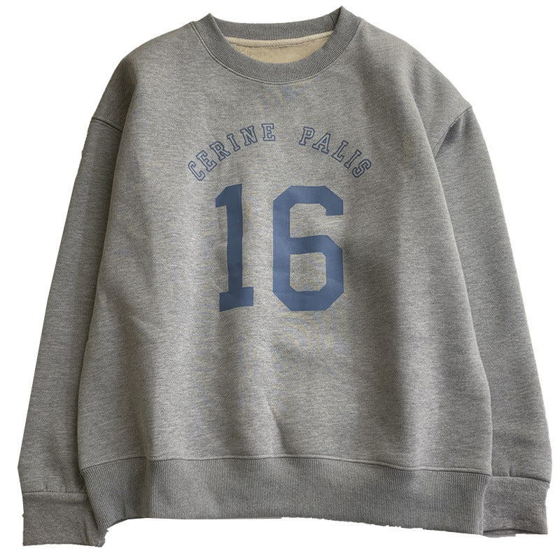 Diana Harvard Sweatshirt Cartoon Vintage Fleece-Lined Casual Sweatshirt