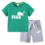 Children Pokemon Pikachu Tshirts & Shorts Cotton Short Sleeve Shorts Two Pieces Neutral