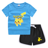 Children Pokemon Pikachu Tshirts & Shorts Leisure Sports Suction Suit Neutral