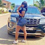 Women Plus Size Denim Shorts High Waist Slim Fit Denim Shorts