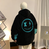 Men's Autumn Winter Coat Embroidered Contrast Color Couple Cotton-Padded Clothes