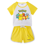 Children Pokemon Pikachu Tshirts & Shorts Short Sleeve T-shirt Shorts Casual Sports Two Pieces