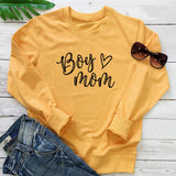Boy Mama Hoodie Mother's Day Boy Mom Letter Love Heart Floral Print Long Sleeve Pullover