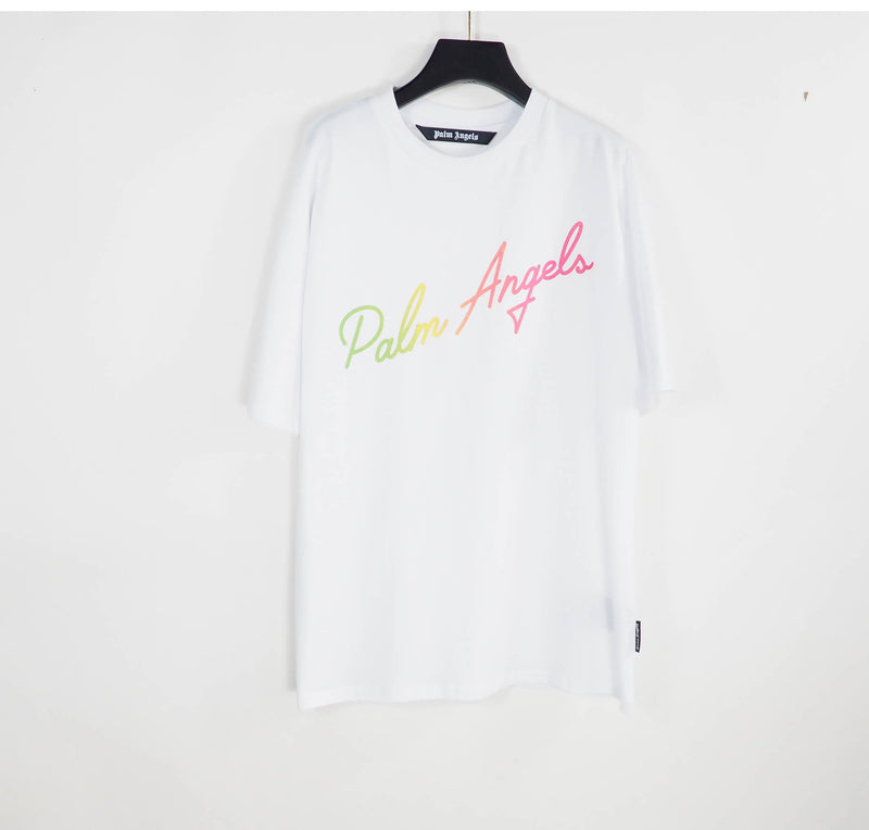 Palm Angels Letters Contrast Color Short-Sleeved T-shirt Men's and Women's Summer Loose
