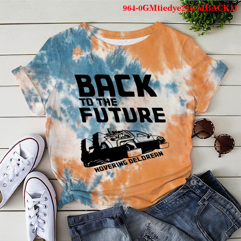 Back to the Future Costume Backtofuture Milk Silk Short Sleeve T-shirt Women's Short T