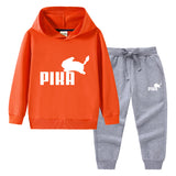 Children Pokemon Pikachu Hoodie & Pant Set Hooded Sweater Trousers Two-Piece Set Baby Cotton