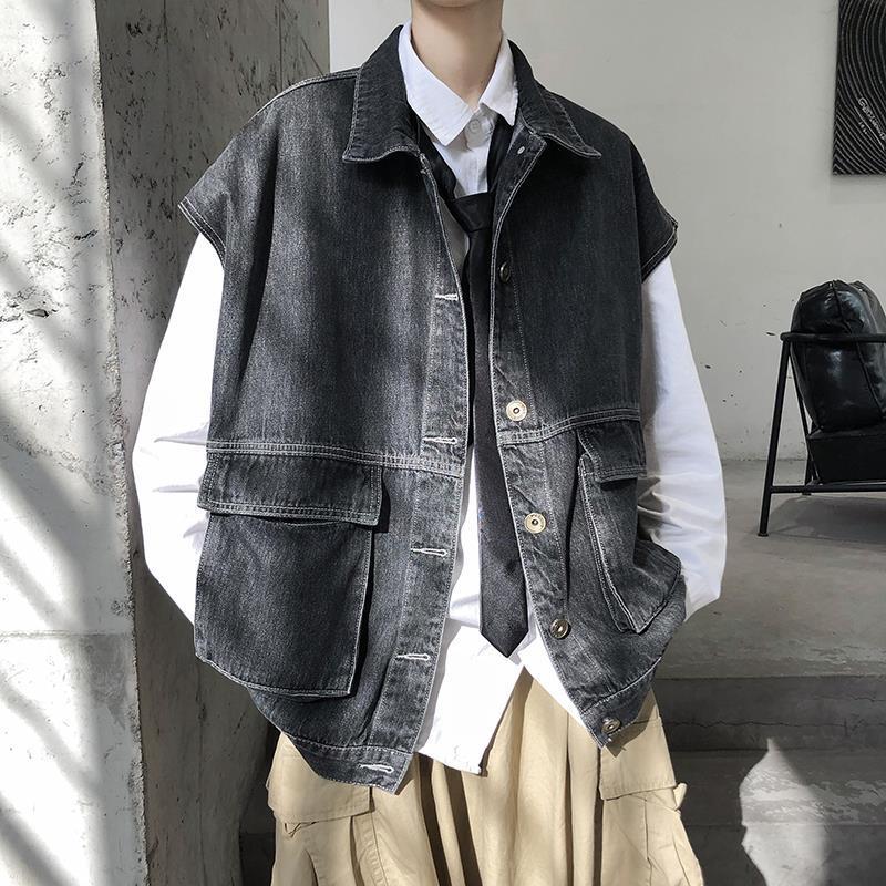 Denim Shirts Denim Men's Spring and Autumn Trendy Coat Fashion Brand Loose Sleeveless