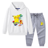 Children Pokemon Pikachu Hoodie & Pant Set Hooded Sweater Trousers Two-Piece Baby Cotton Sweater Set