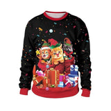 Black Christmas Sweater3d Printed Dogs and Cats Animal Christmas Leisure