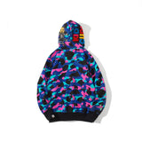 Shark Print Jacket Autumn and Winter Men's and Women's Galaxy Travel Notes Camouflage Tiger Head Embroidered Sweater Baggy Coat